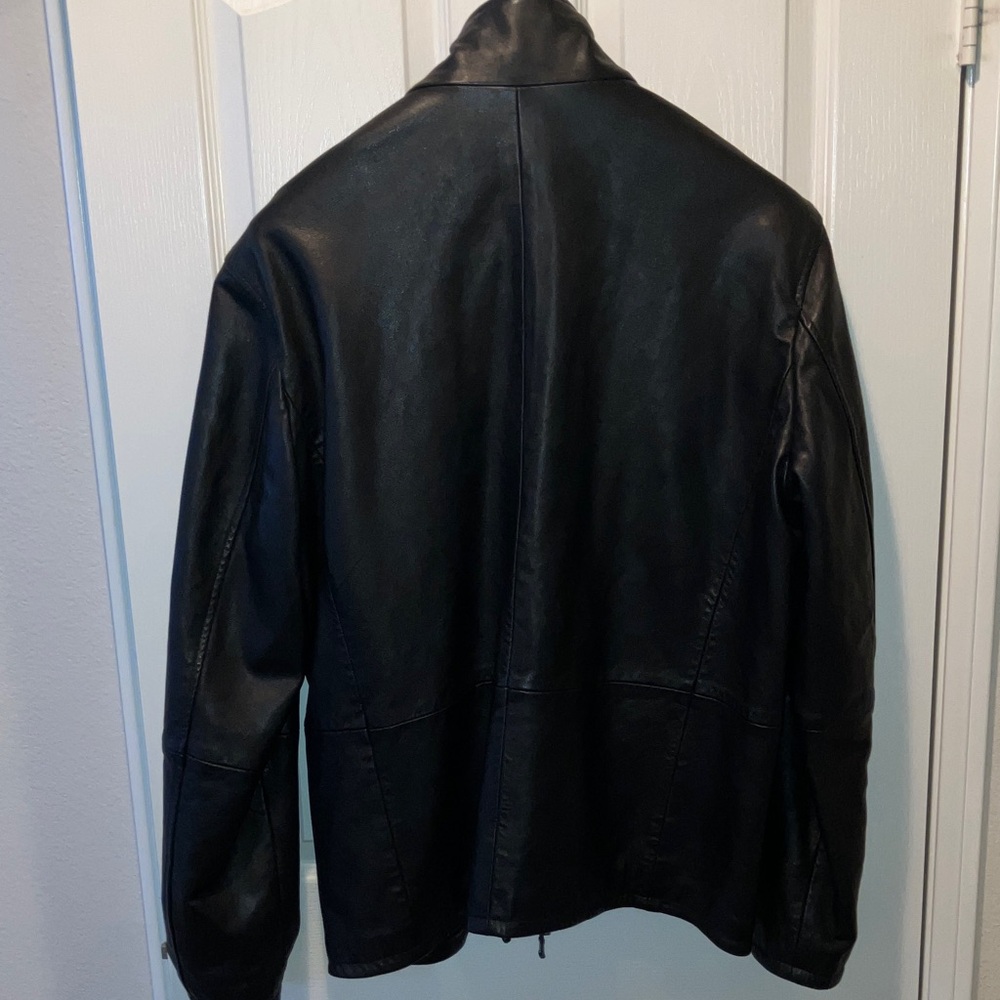 John Varvatos Classic Black Leather Jacket - Picture 4 of 4